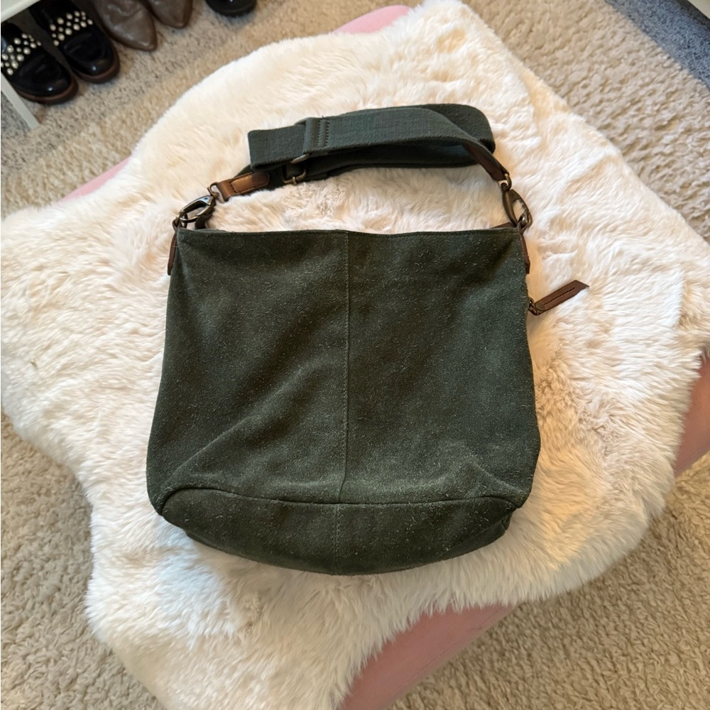 Olive Green Suede Crossbody Bag
